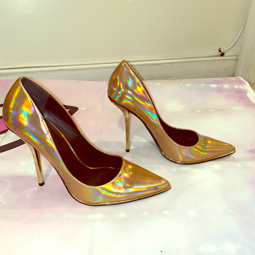 Gold metallic heels